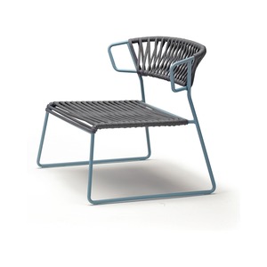 Outdoor/Indoor Lounge Armchair with Nautical Cord Seat and Metal Frame - Product Image 5