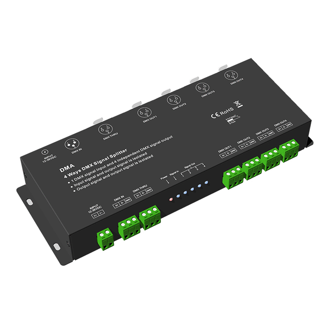 DMA 12-36V 4 Channels DMX Signal Splitter DMX512 Controller with Wireless Control and ROHS Certificates for Lighting Solutions