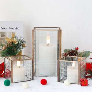 Mini tarro de cristal festivo de Navidad para huracanes, elegante portavelas votivo troquelado hecho a mano con marco de hierro para el hogar, boda decorativa - Product Image 4