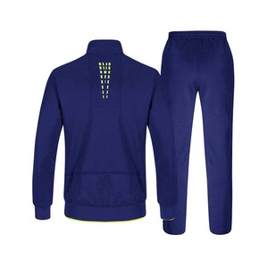Ensemble de survêtement unisexe bleu à manches longues, col montant, couleur unie, design sportif, matière polyester respirante, idéal pour l'automne - Product Image 1