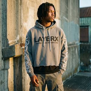 Sweat à capuche pour homme 2026, poids lourd, 500 g/m², polaire polyester/coton, brodé pour graphisme, coupe ample, longueur classique, ourlet brut - Product Image 5