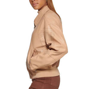 แจ็คเก็ตหนังแท้ผู้หญิง ดีไซน์ทันสมัย ขายดี ป้องกันน้ำ ซิปหน้า แขนยาว - Product Image 3