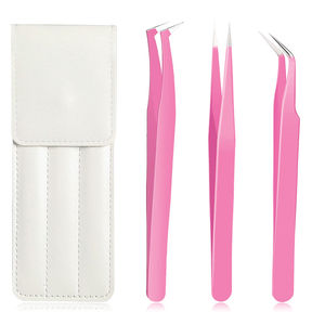 Pinces à cils professionnelles en acier inoxydable, antistatiques, durables, de précision, pour soins de beauté, outils d'extension de cils, angulaires et dentelés - Product Image 6