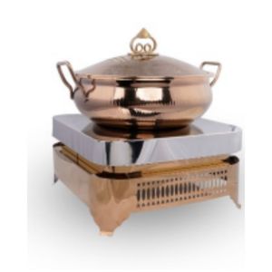 Plato Calentador de Acero Inoxidable de Primera Calidad con Corte Láser de Diamante Negro, Elegante Calentador de Buffet, Vajilla de Lujo para Catering - Product Image 5