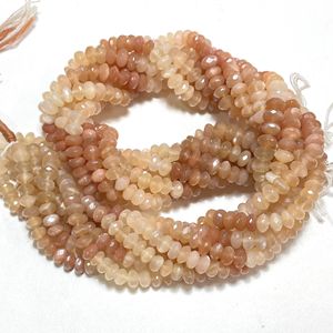 Venta al por mayor 6-7MM Natural melocotón piedra lunar facetada Rondelle forma cuentas de piedras preciosas de la tienda más vendida - Product Image 1