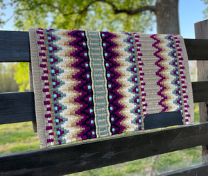 Western Show Horse Saddle Blanket Diseño de Nueva Zelanda Manta de sillín de lana hecha a mano Top Wool Saddle Pad Size - Product Image 1