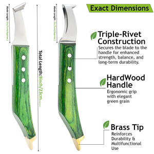 Herramientas de cuidado de pezuñas veterinarias a granel, juego de cuchillos para pezuñas con bucle y cuchillo afilado, cuchillos para dar forma a las pezuñas, mango de madera - Product Image 4