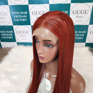 Vente en gros 100% perruque de cheveux humains bruts vietnamiens cuivre rouge pré-plumé os droit de haute qualité transparent meilleur prix du vendeur - Product Image 2