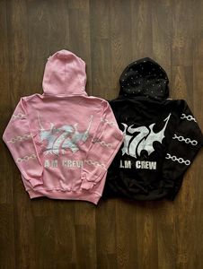 Sudadera con Capucha de Alta Calidad para Hombre con Bordado Desgastado y Pedrería, 100% Algodón, Felpa Transpirable, Sudadera con Cremallera - Product Image 4