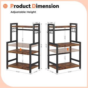 Organizador de encimera de cocina estilo clásico de acero inoxidable estante de especias grande de un solo nivel estante ajustable 5 ganchos resistentes al calor - Product Image 3