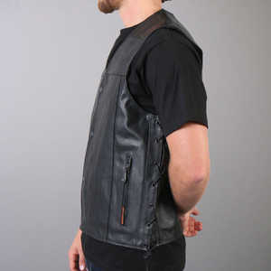 Veste en cuir pour motard pour hommes en gros |   Gilet de moto en toile imperméable pour l'hiver |   Gilet de motard durable de haute qualité - Product Image 6