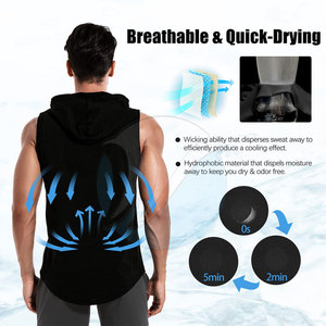 New Arrival Spring Cotton Blended <b>Sleeveless</b> Gym <b>Hoodies</b> for <b>Men</b>-Breathable & Quick Dry - Product Image 4