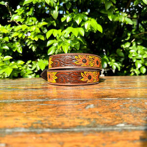 Ceinture Western en Cuir de Vachette Véritable Faite Main avec Logo Personnalisé et Motif Floral Paisley – Taille Personnalisée 32 à 48 Pouces – Idéale pour les Fêtes - Product Image 4