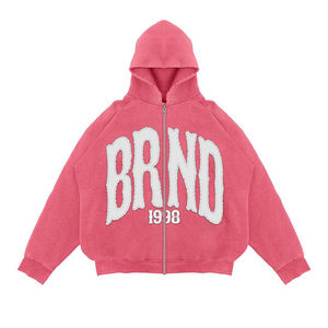 Conjunto de pantalones de chándal y Sudadera con capucha acampanados de dos piezas de algodón personalizado para hombre, chándal de calle bordado con parche de socorro para invierno - Product Image 2