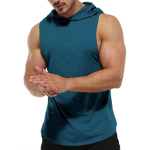 Men's <b>Sleeveless</b> Muscle Tank <b>Hoodie</b> Gym Fitness Top Workout Shirt Athletic Training Wear Private Label Wholesale - Product Image 2