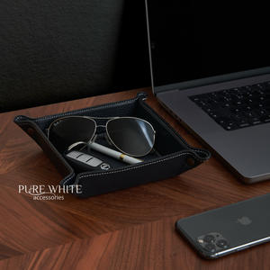 Plateau de rangement structuré pour bureau et salon - Cuir véritable italien - Fait main - PS640 - Product Image 2