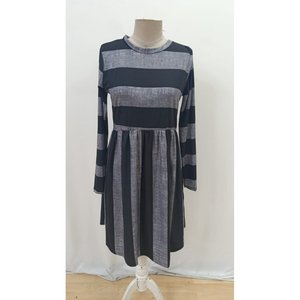 Jane's Women's Long Sleeve Crew Neck Striped Pattern Detail Knit <b>Mini</b> Dress for Casual Daily Wear - Product Image 5