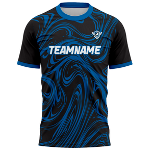 Conjunto de Uniforme de Fútbol Personalizado Unisex, Camiseta Deportiva Protectora de Poliéster Transpirable de Secado Rápido, Azul y Negro - Product Image 3