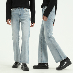 กางเกงยีนส์สุดฮอตของผู้ชายกางเกงยีนส์ขาตรงทรงสลิมฟิตกางเกงยีนส์ขาดๆปักลายสตรีทแวร์สไตล์พรีเมียม - Product Image 1