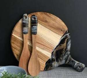 บล็อกสับเรซินด้ามจับขนาดใหญ่แบบใหม่ทำจากเรซินแผ่นชีสเครื่องครัวกระดานชาร์เตอร์สร้างสรรค์ - Product Image 4