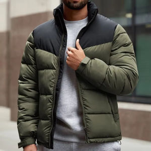 Nueva Chaqueta de Hombre con Cuello Alto, 100% Poliéster, Acolchada, con Cierre de Cremallera, Impermeable, Resistente al Viento y Cálida - Product Image 1