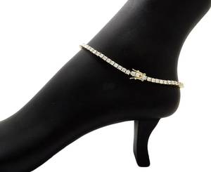 Women's Customized 3mm Leb Grown Tennis Chain Fashion <b>Anklets</b> in 10_11_12 Sizes 925 Sterling <b>Silver</b> with Diamond as Main Stone - Product Image 3