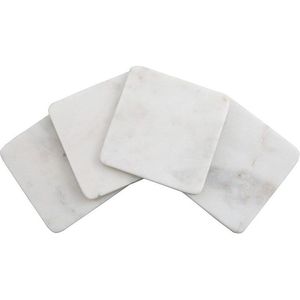 Juego de 4 elegantes posavasos clásicos de mármol blanco, soportes para bebidas de piedra natural para protección de mesa elegante, lo último - Product Image 4