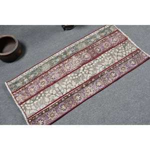 Tapis turc vintage classique 1.7 x 3.8ft violet vert Patchwork Design laine matériau Latex support 10mm d'épaisseur pour chambre d'adolescent - Product Image 2