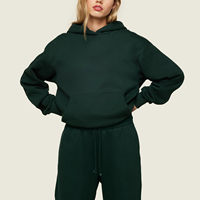 Ensemble de survêtement décontracté pour femme, tendance, brodé, deux pièces, en molleton 100 % coton, coupe oversize, à capuche et manches longues, idéal pour l'hiver