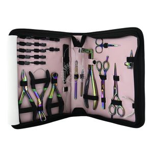 Pince à extension de cheveux Microlink rose avec logo personnalisé avec pinces à cheveux et boucle de traction Kit d'outils d'aiguilles en acier inoxydable de types C - Product Image 2