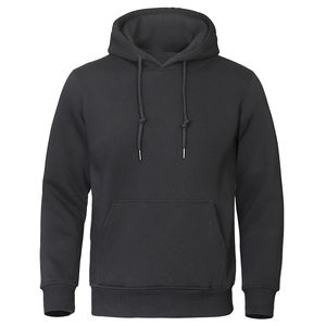 Sudadera con Capucha para Hombre, Color Sólido, 100% Algodón, Cálida, Estilo Urbano, Casual, Corte Regular, Transpirable, Otoño - Product Image 1