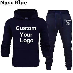 Custom Your Logo Hoodies Pants 2Pcs_<b>Sets</b> Sweatshirt Sweatpants Male Gyms Fitness <b>Tops</b> <b>Trousers</b> Joggers Sportswear Tracksuits - Product Image 4