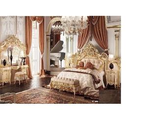 Ensemble de meubles de chambre à coucher classiques en bois et artisanat 5 pièces meubles de chambre à coucher en or blanc royal meubles de chambre à coucher de style royal rococo - Product Image 1