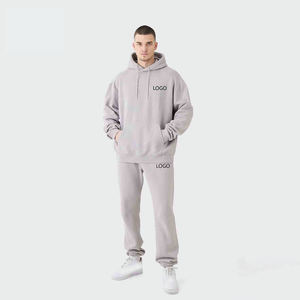 Conjunto de Sudadera con Capucha y Pantalones Deportivos Extra Grandes con Logotipo Personalizado al por Mayor, Chándal Transpirable de Talla Grande, Chándal de Algodón Grueso - Product Image 1