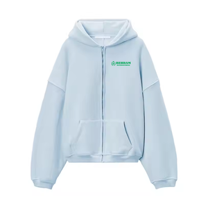 Nouveaux sweats à capuche unisexes personnalisés couleur unie, épais, avec broderie vintage, patch, délavage acide, épaules tombantes et fermeture éclair, 100% coton - Product Image 3
