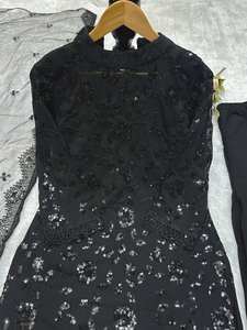 DESIGNER PARTY WEAR TOP Y PLAZZO CON FANCY DUPPATA Y TRABAJO DE BORDADO - Product Image 2