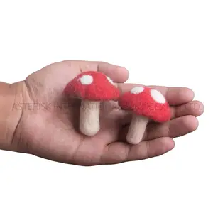 Mushroom Wool Felting Natural Holiday Home Decor Cute Nursery Tree Decorations Felted Shapes Accessories Useful In Craft Project