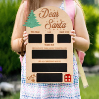 Tableau des vœux de Noël en chocolat pour baby shower, en bois réutilisable, pour enfants, avec inscription « Chère Père Noël », plaque festive 20x25cm, décoration de Noël
