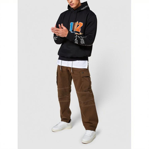 เสื้อฮู้ดดี้ทรงโอเวอร์ไซส์ผ้าคอตตอนเนื้อเทอร์รี่พิมพ์ลายกราฟิกสีดำสำหรับผู้ชาย มีกระเป๋าแบบจิงโจ้ คุณภาพสูง เหมาะสำหรับฤดูหนาว - Product Image 3