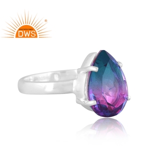 Dernière conception Bague empilable en argent sterling fin avec pierre précieuse de quartz doublet de tourmaline bio Fabricant de bijoux personnalisé - Product Image 3