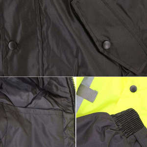 Chaqueta de Trabajo de Alta Visibilidad Reflectante de Dos Tonos con Capucha Unisex de Alta Calidad para Invierno con Logotipo Frontal - Product Image 4