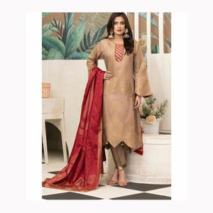 Robe de fête pour femmes indiennes pakistanaises Salwar Kameez travail de broderie à filet lourd en soie et coton robe de vêtements pour femmes - Product Image 3