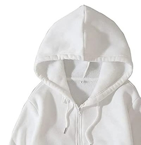 Sudadera con capucha corta para mujer, ropa informal teñida de Color Beige, sudaderas con capucha de lana de algodón de alta calidad para mujer, Sudadera con capucha corta personalizada con cremallera - Product Image 5