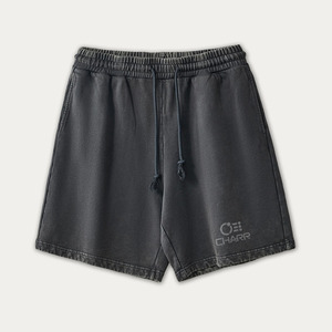 Customized Acid Washed <b>Vintage</b> Loose Straight <b>Men's</b> <b>Shorts</b> 100% Cotton Mid-Waist Breathable Knitted Casual Style Printed Logo - Product Image 5