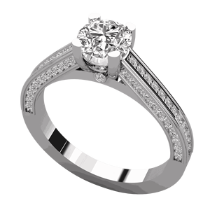 Anillo de Compromiso Solitario con Diamante Redondo en Engaste de Puntas - Product Image 6