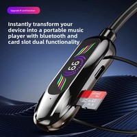Earphone Nirkabel Leher Digital LED Mobil Besar untuk Chipset 5.4 JL, Tombol Logam In-Ear, Mp3, Magnetik, Super Bass