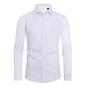 Superventas-Camisas de vestir de negocios para hombres Camisa de vestir de ajuste regular de manga larga sin arrugas Camisa de vestir formal sólida de Vietnam - Product Image 5