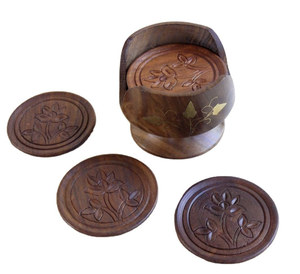 Tayyab Handicraft's Customizable Rustic Round Wine <b>Coaster</b> Personalized Classic Wooden Mat for Weddings - Product Image 1