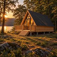 Maison préfabriquée en bois avec toit en verre en forme de A, sur mesure, pour complexe hôtelier