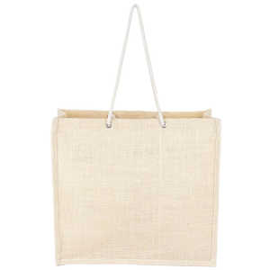 Durable <b>White</b> Jute Farmers Market Grocery Tote <b>Bag</b> Medium Eco-Friendly Burlap Beach Letter Printing Personalized Daily <b>Gift</b> <b>Bags</b> - Product Image 1